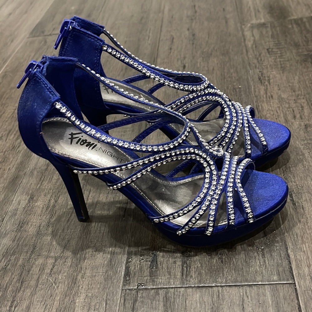 Royal Blue Rhinestone Heels - Picture 3 of 7
